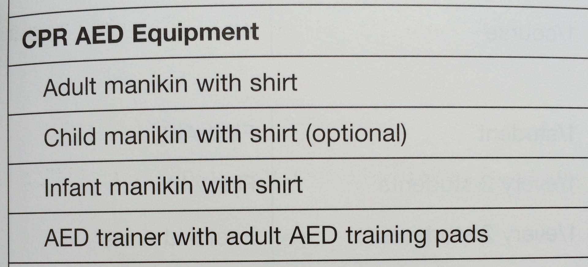 ハートセイバーCPR AEDコースの必要機材準備リスト